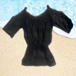 Stylish Kendall Short Kaftan Cover Up in black for comfortable beach wear.