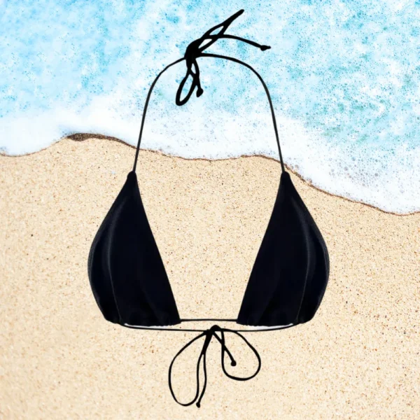 Versatile black Madison triangle bikini top with adjustable ties.